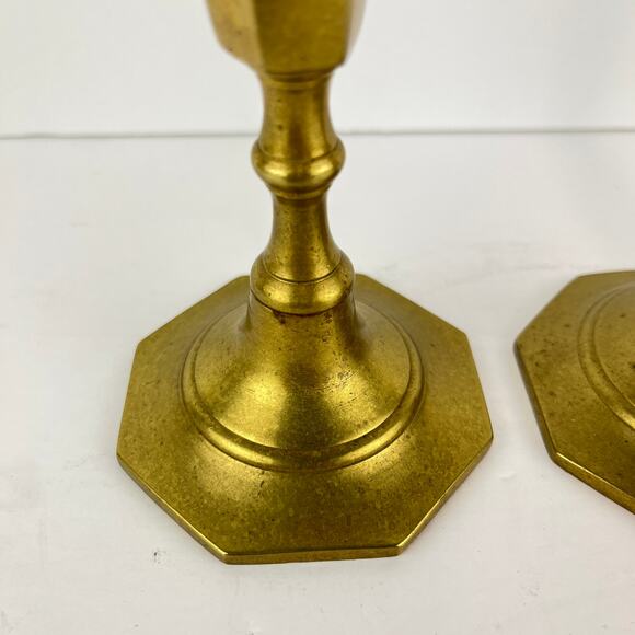 Vintage Pair of 7.5" Solid Brass Candle Stick Holders - Picture 2 of 7